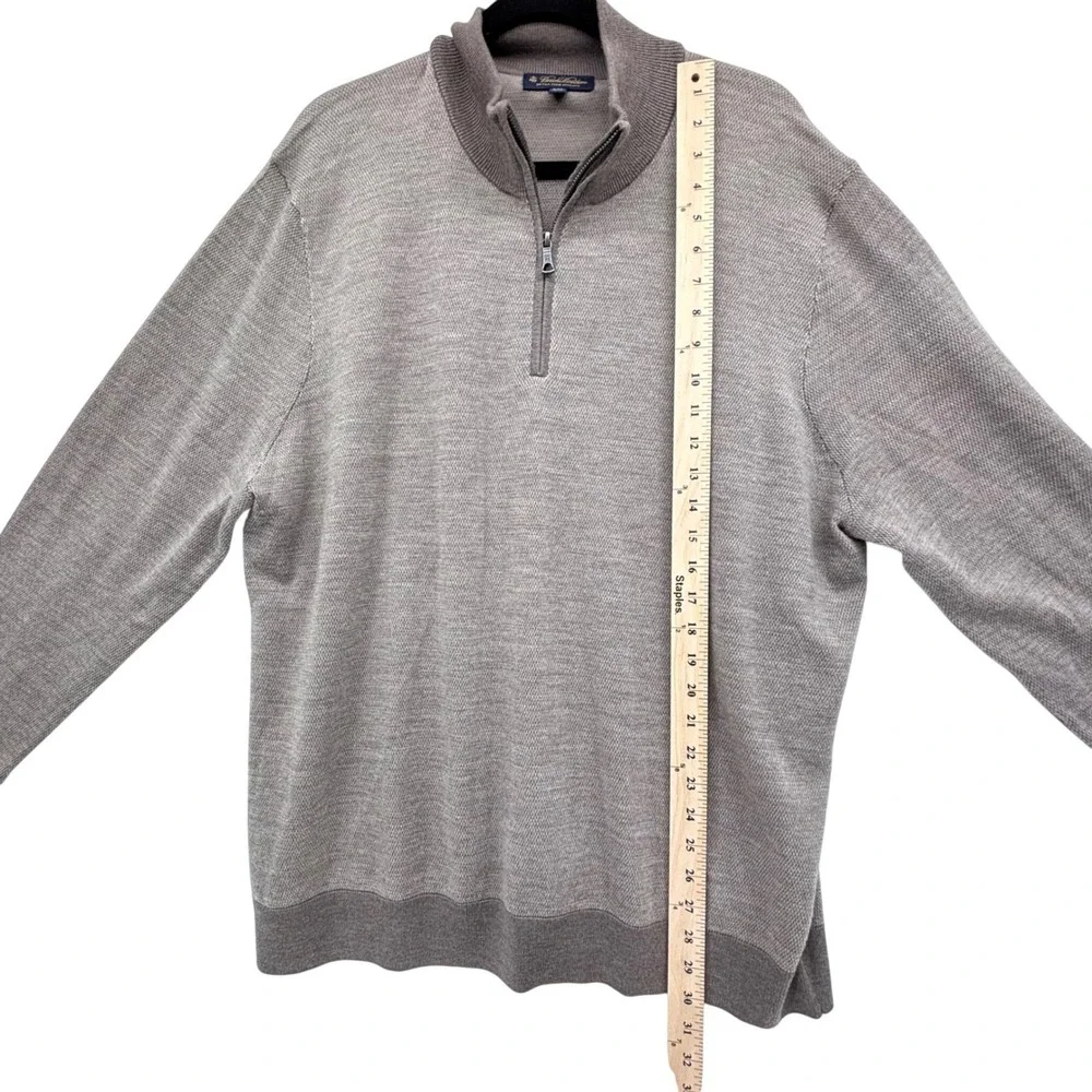Brooks Brothers Mens Quarter Zip Sweater XXL‎ Merino Wool Tan Quiet Luxury Basic